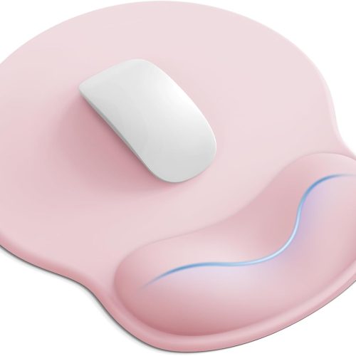 Light Pink Gel Wrist Rest Mouse Pad 10.6x9in Washable