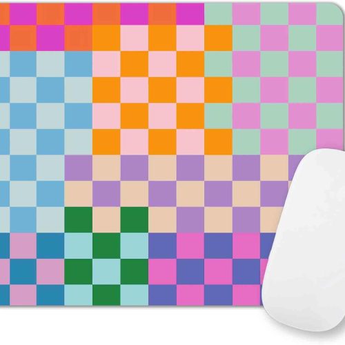 Colourful Checkered Mouse Pad 9.5x7.9in Non-Slip Rubber