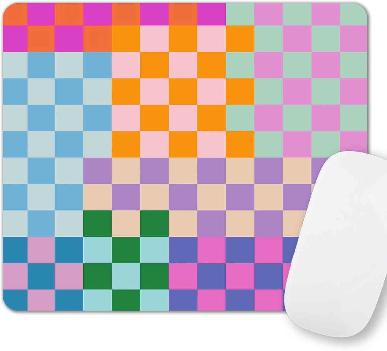Colourful Checkered Mouse Pad 9.5x7.9in Non-Slip Rubber