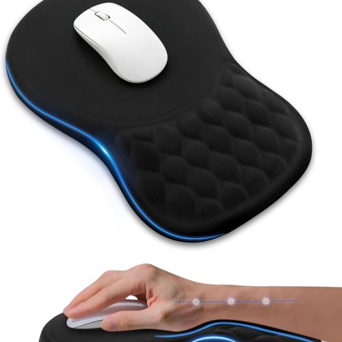 Sloped Memory Foam Ergonomic Mouse Pad Black Non-Slip