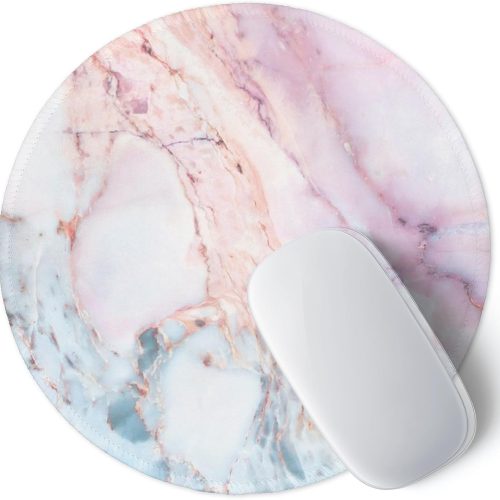 Round Pink Marble Mouse Pad 7.87in Washable Non-Slip
