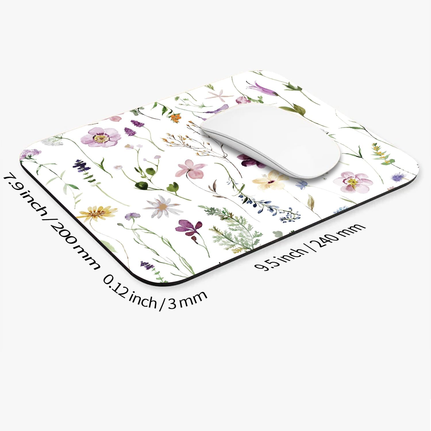 Square Flowers Plants Mouse Pad Washable Non-Slip Rubber - Image 2