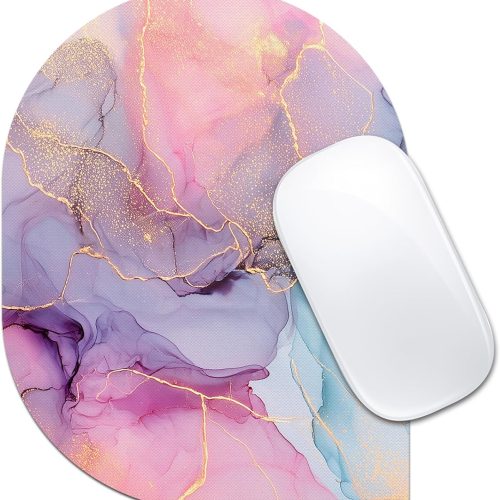 Contoured Oval Marble Mouse Pad 6x8in Non-Slip Rubber
