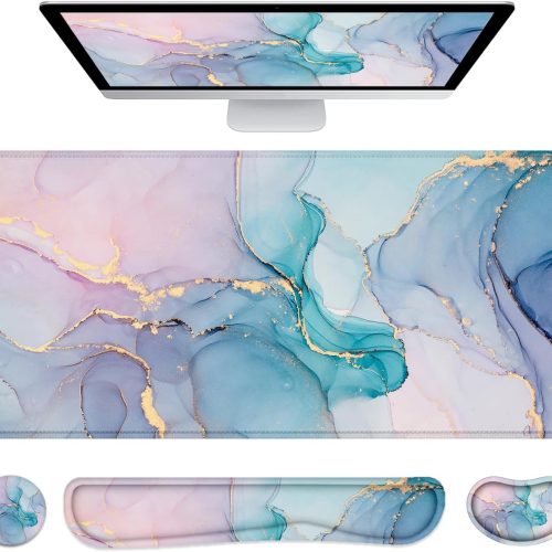 4-in-1 Desk Mat Set 35.4x15.7in Non-Slip Water-Resistant