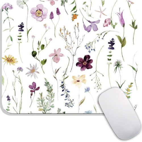 Square Flowers Plants Mouse Pad Washable Non-Slip Rubber