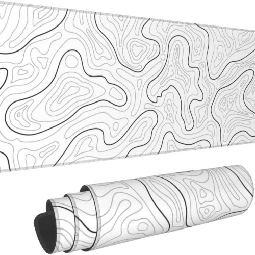 Abstract Topographic Desk Mat 31.5x11.8in Non-Slip Stitched Edge