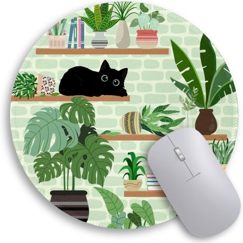 Round Cat Design Mouse Pad 8.6x8.6in Non-Slip Base