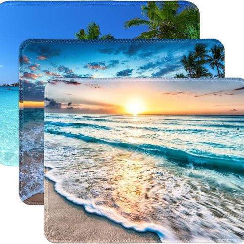3-Pack Small Beach Mouse Pads Non-Slip Rubber Base